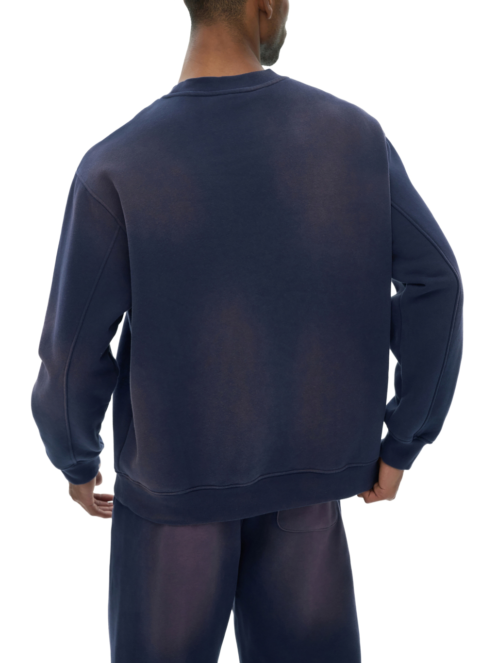 Streetwear Monkey Washed Dyed Fleece Royal Blue Pullover | Dropshipping-7